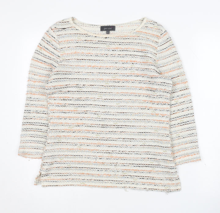 Marks and Spencer Women's Multicoloured Boat Neck Pullover - Size 10
