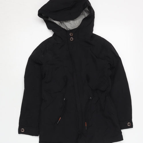 Zara Boys Black Hooded Jacket Size 5 Years with Button Accents