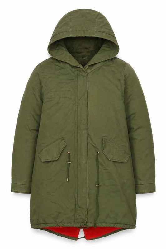 Front view of Miss sissi Women’s Green Parka Hooded Jacket M