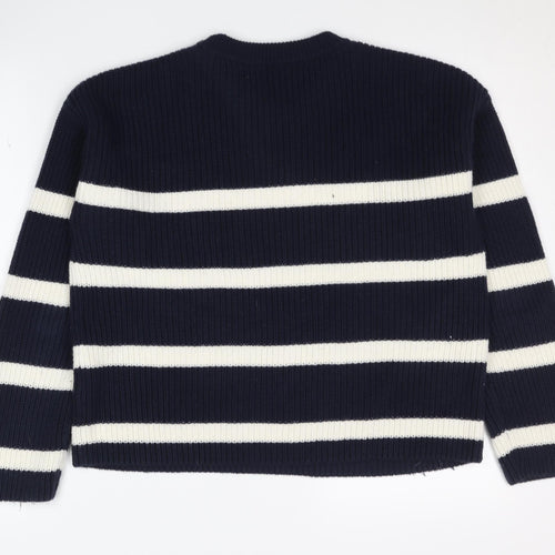 White Label Women's Blue Striped Pullover Jumper M