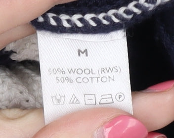 White Label Women's Blue Striped Pullover Jumper M