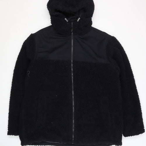 H&M Men's Black Hooded Puffer Jacket L - Casual Warmth