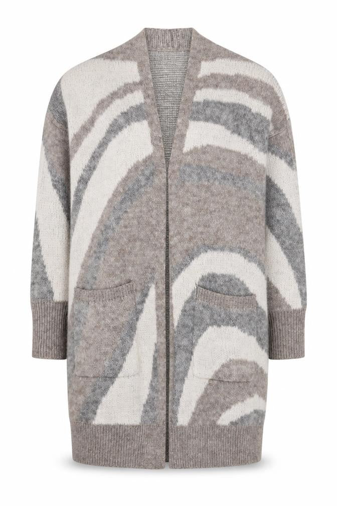 Front view of Happily Grey Women's Multicoloured Open Front Cardigan M