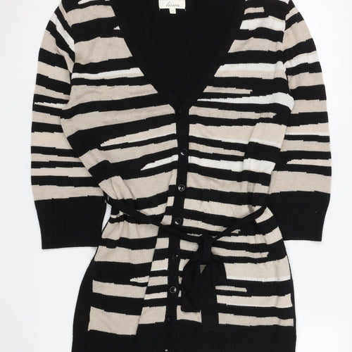 Linea Women's Black Beige Cardigan M, Viscose Acrylic Blend