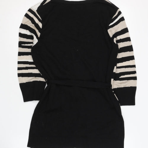Linea Women's Black Beige Cardigan M, Viscose Acrylic Blend