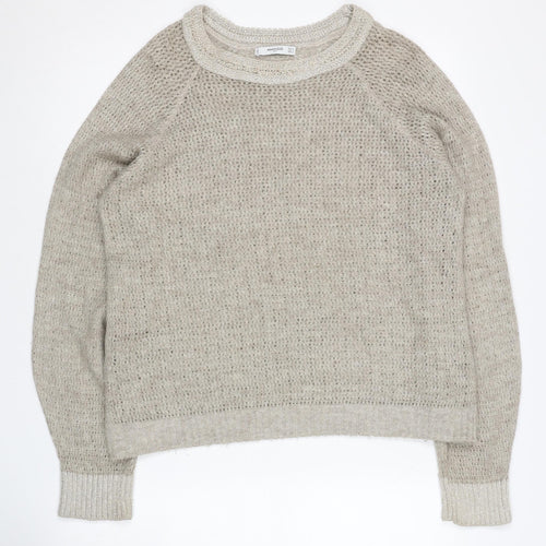 Mango Beige Pullover Women Jumper, Size 12, Winter Knit