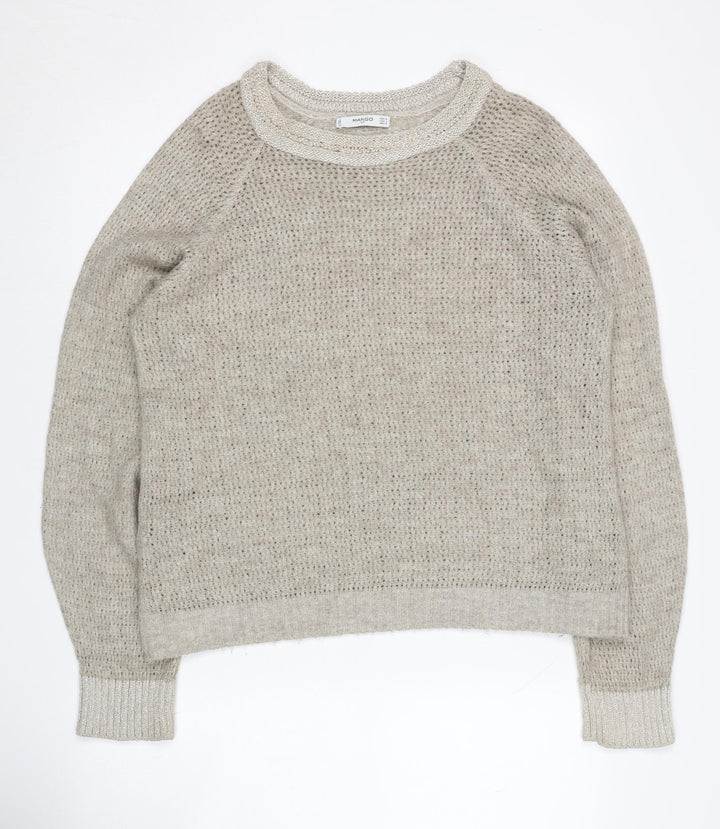Mango Beige Pullover Women Jumper, Size 12, Winter Knit