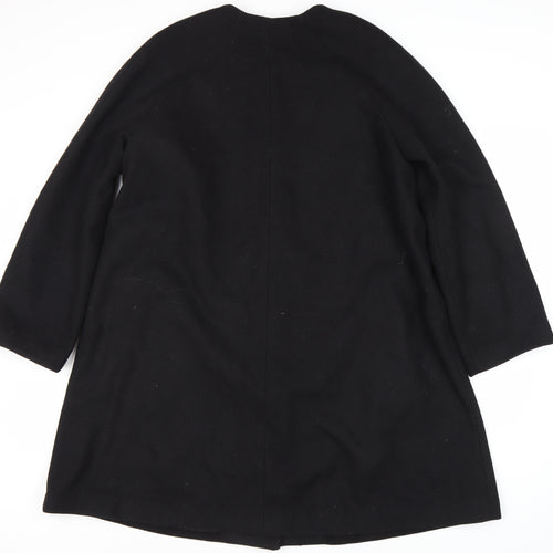 H&M Women's Black Wool Blend Long Coat Size 12