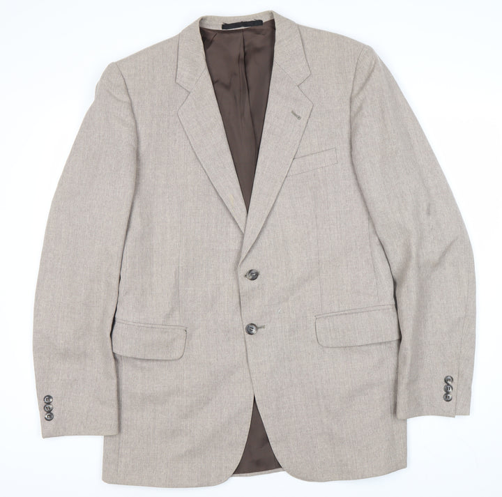 Vintage Men's Beige Wool Blazer, Size 40 Regular, Formal Jacket