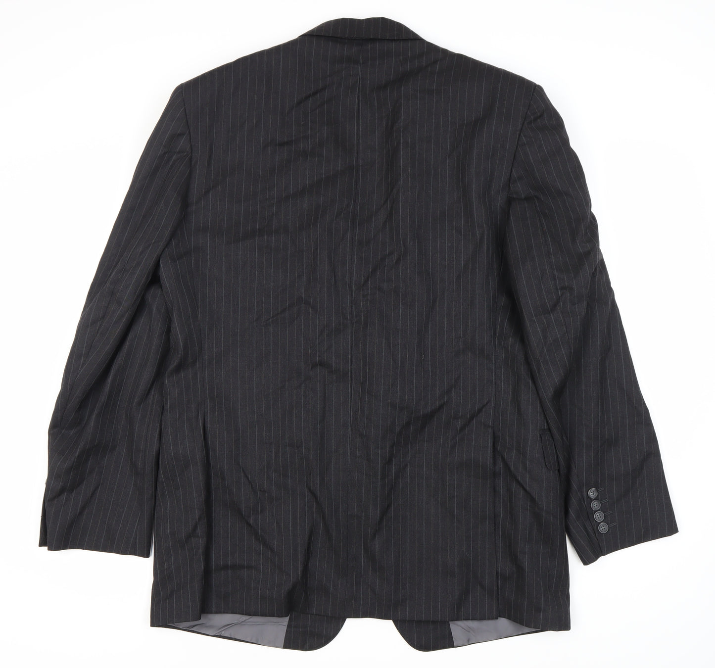 Daks Men's Grey Wool Blazer, Size 44R Striped, Formal