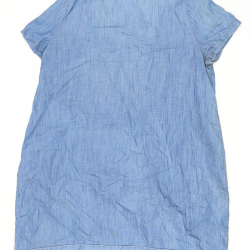 Bonmarche Blue Shirt Dress - Size 24, Cotton