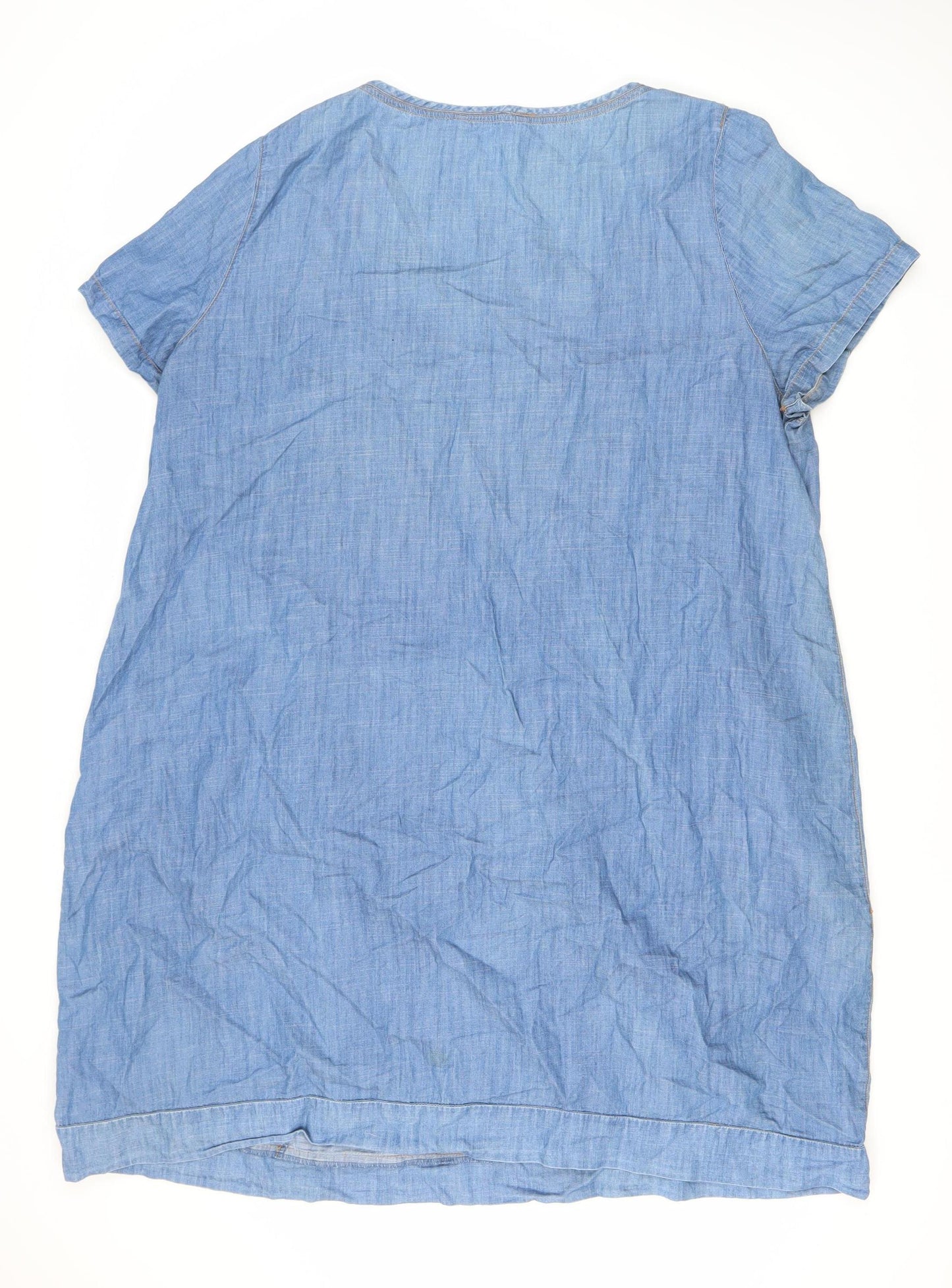Bonmarche Blue Shirt Dress - Size 24, Cotton