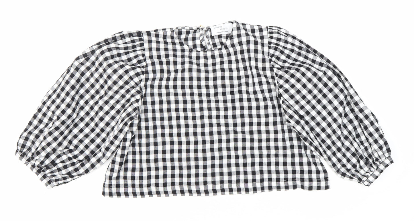 Seven August Women's Black Check Blouse S