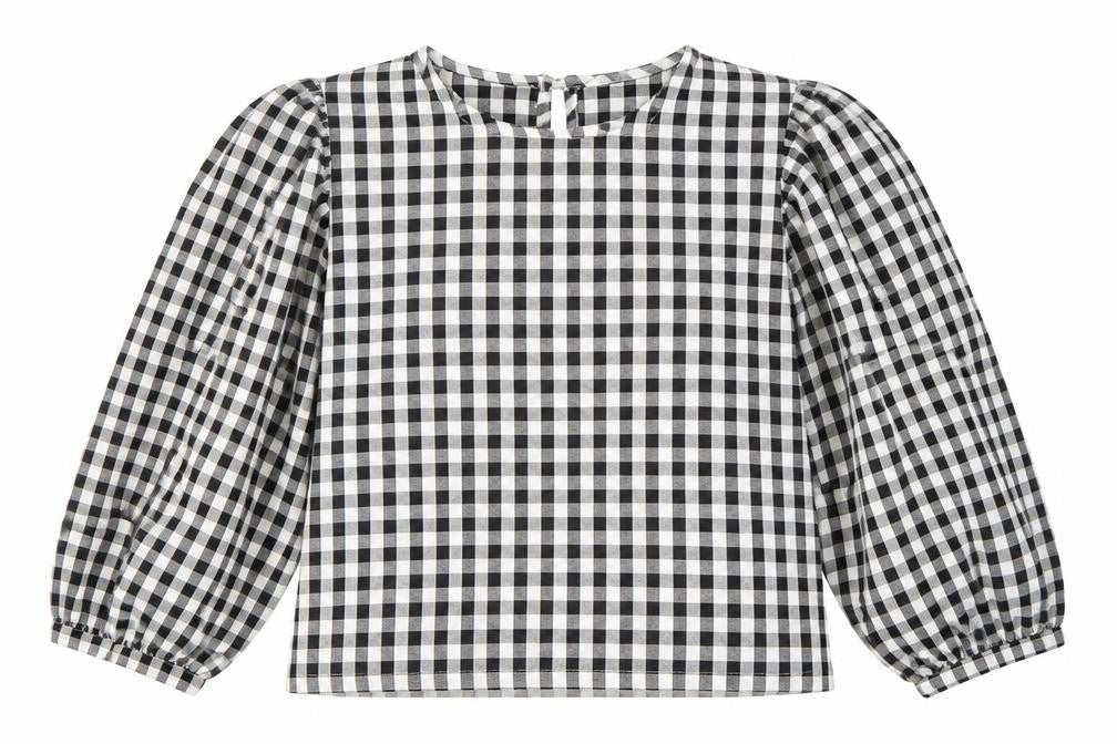 Front view of Seven August Women's Black Check Blouse S