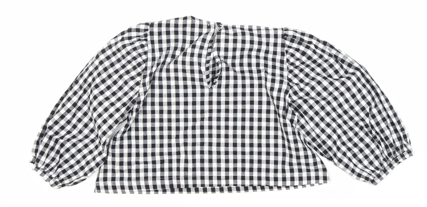 Seven August Women's Black Check Blouse S