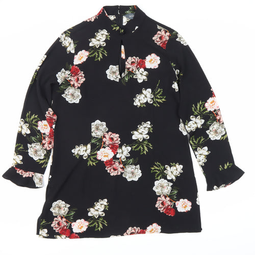 SOSANDAR Women's Black Floral Tunic, Size 10
