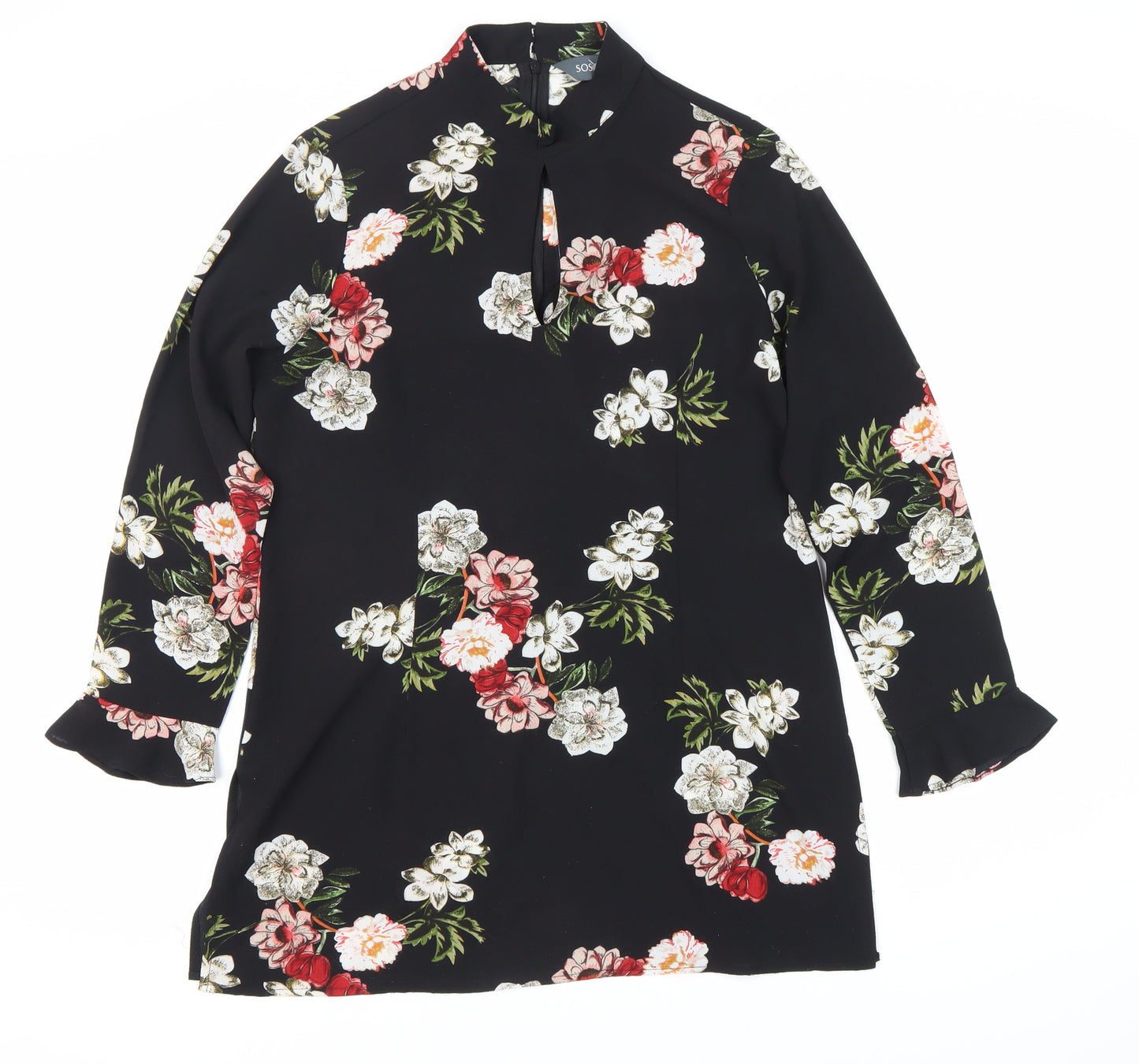 SOSANDAR Women's Black Floral Tunic, Size 10