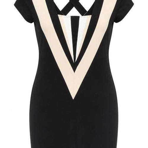RingSpun Women's Colourblock Knee Length Bodycon Dress