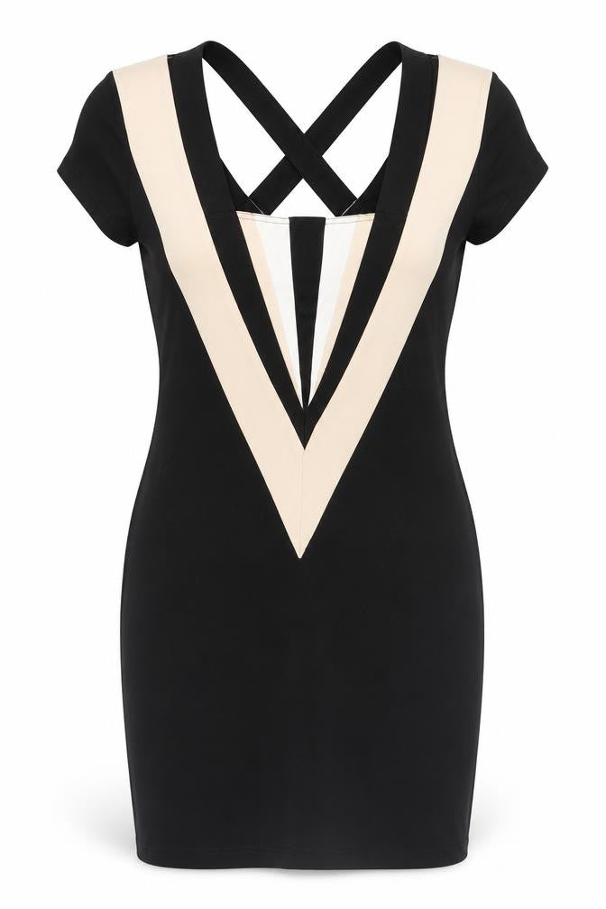 RingSpun Women's Colourblock Knee Length Bodycon Dress