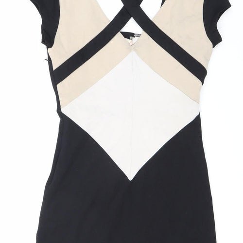 RingSpun Women's Colourblock Knee Length Bodycon Dress