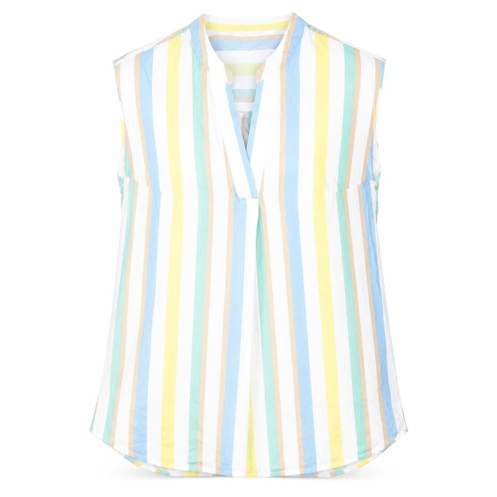 Front view of ESPRIT Women's Multicoloured Striped Tunic Blouse, UK 10