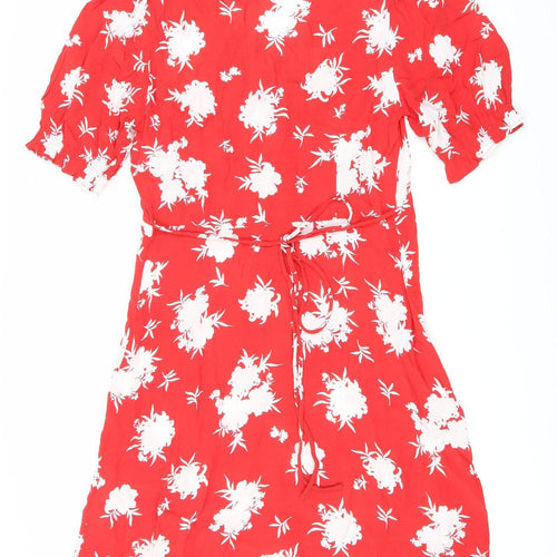 Marks and Spencer Women's Red Floral Viscose Dress
