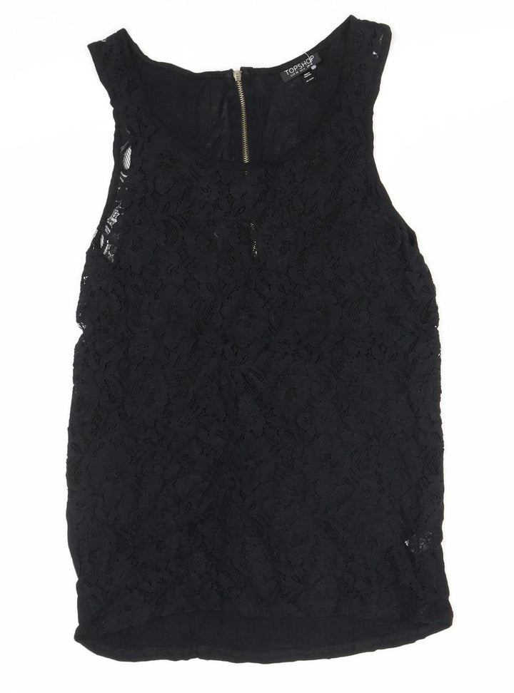 Topshop Women's Black Lace Tank, Size 10