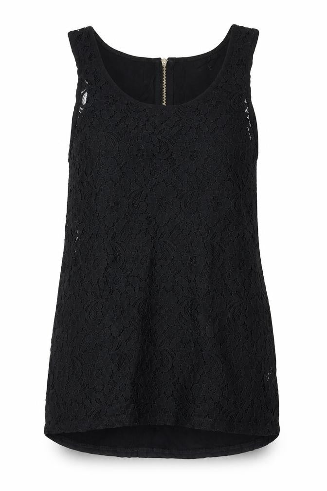 Front view of Topshop Women's Black Lace Tank, size 10