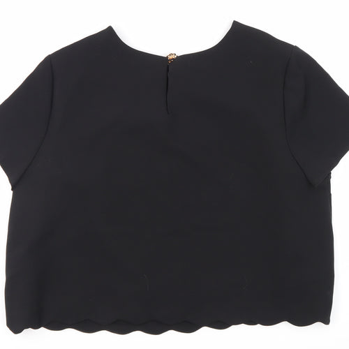 New Look Women's Black Round Neck T-Shirt UK 16