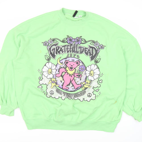 H&M Divided Unisex Large Green Graphic Sweatshirt