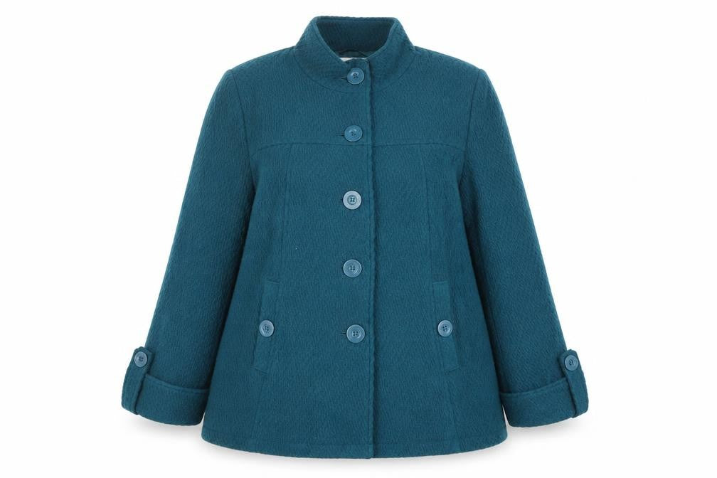 Front view of Vanilla Sands Women's Green Mid-Length Jacket, size 22