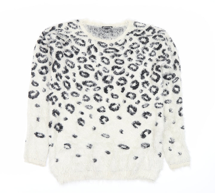 Warehouse Women's White Animal Print Pullover Jumper Size 8