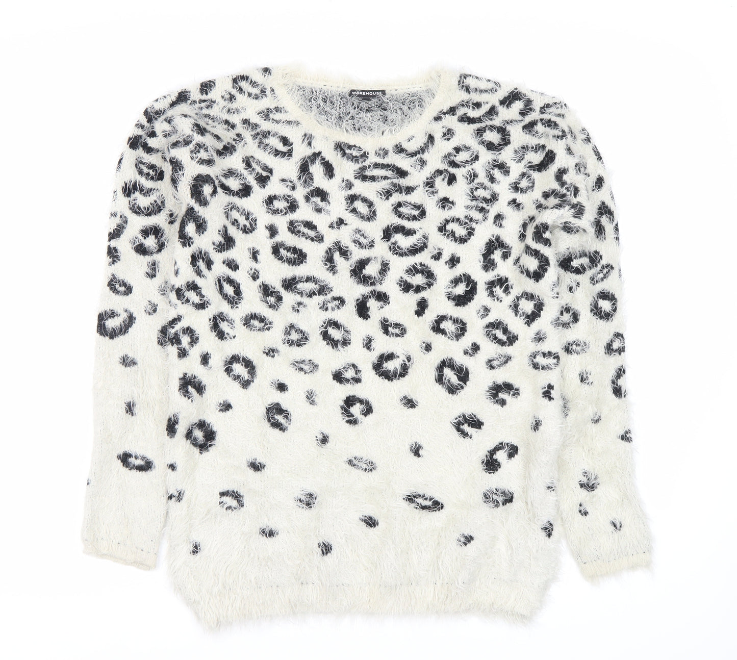 Warehouse Women's White Animal Print Pullover Jumper Size 8