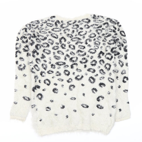 Warehouse Women's White Animal Print Pullover Jumper Size 8