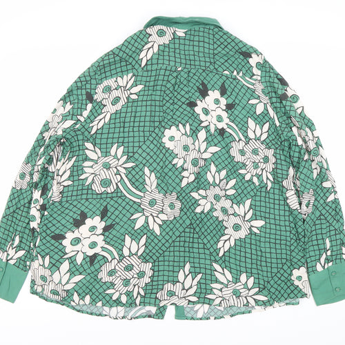 Next Green Floral Button-Up Blouse, Size 20, Women's