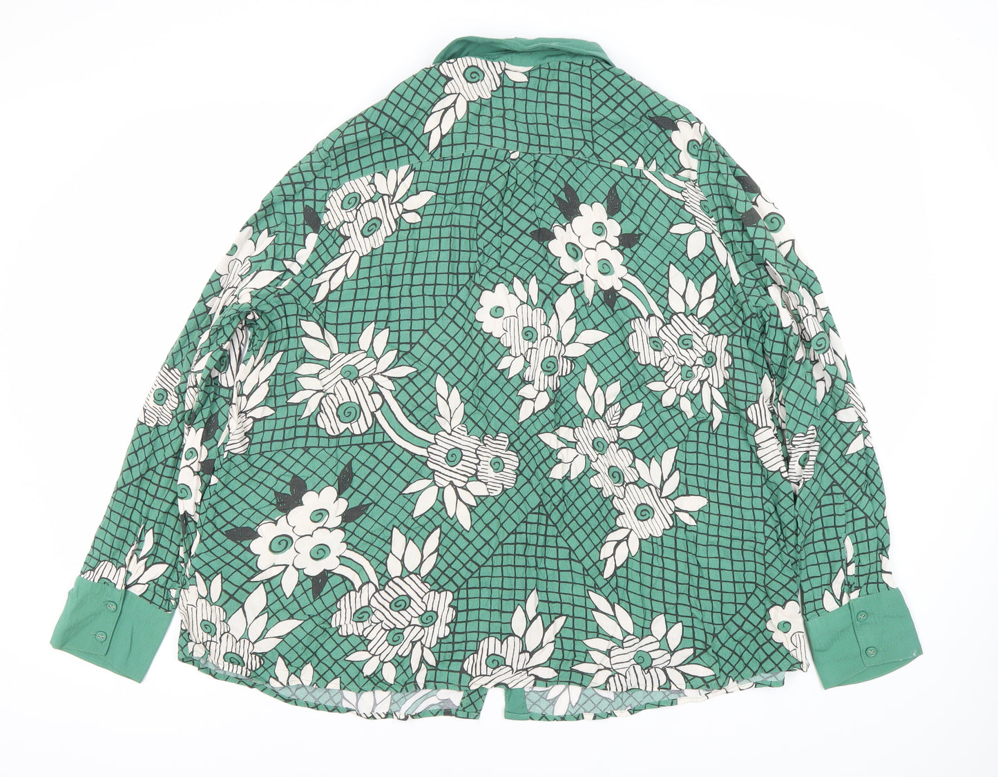 Next Green Floral Button-Up Blouse, Size 20, Women's