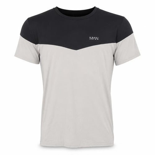 boohooMAN Men's Colourblock T-Shirt XL Black Beige