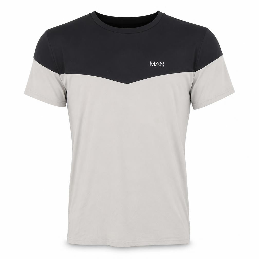 boohooMAN Men's Colourblock T-Shirt XL Black Beige