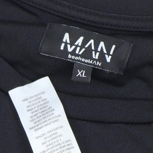 boohooMAN Men's Colourblock T-Shirt XL Black Beige