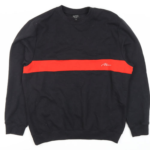boohooMAN Men's Black Sweatshirt L - Logo Pullover