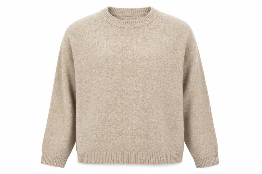 Front view of H&M Women's XS Beige Crew Neck jumper