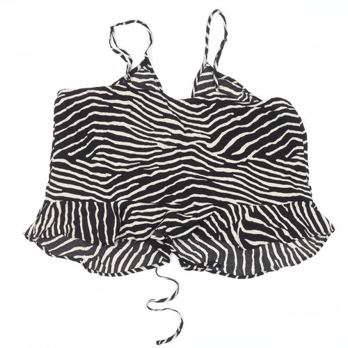 H&M Women Black Camisole Tank Top, Size 22, Animal Print