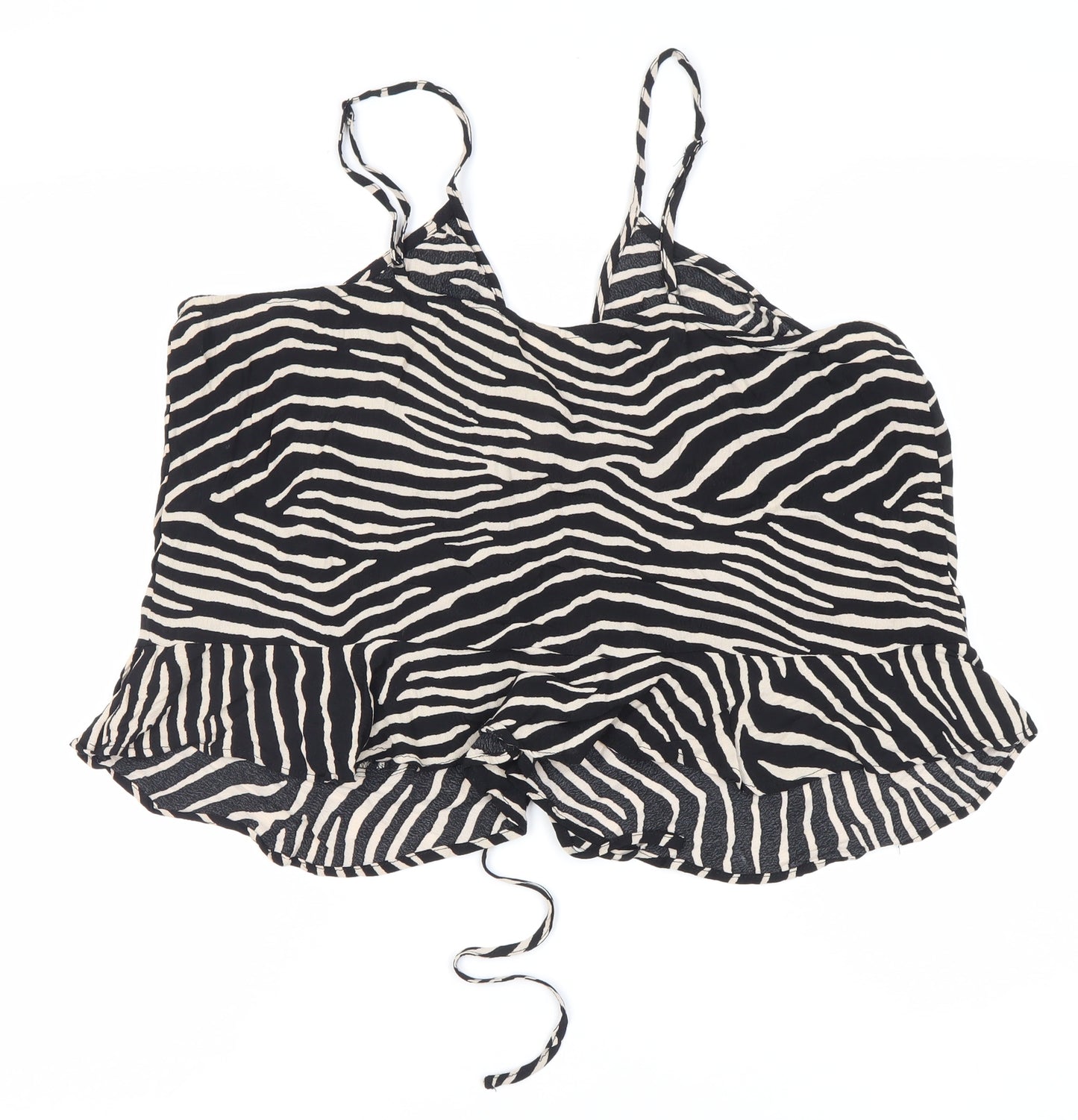 H&M Women Black Camisole Tank Top, Size 22, Animal Print
