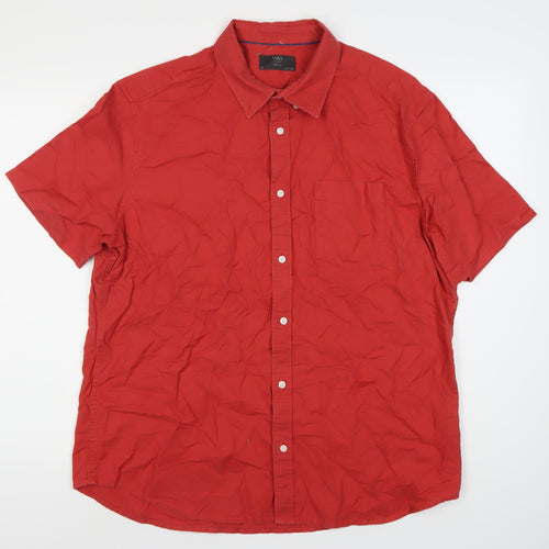 Marks and Spencer Men's Red XL Button-Up Shirt, Regular Fit