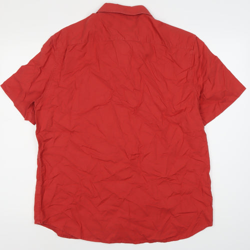 Marks and Spencer Men's Red XL Button-Up Shirt, Regular Fit