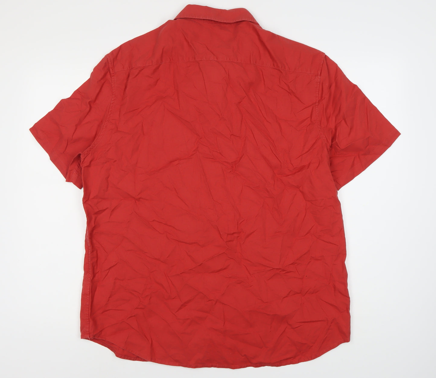 Marks and Spencer Men's Red XL Button-Up Shirt, Regular Fit