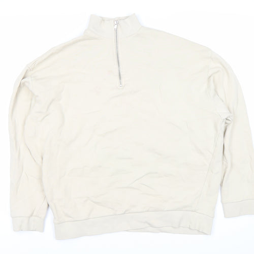 ASOS Men's Ivory Full Zip Sweatshirt M Mock Neck