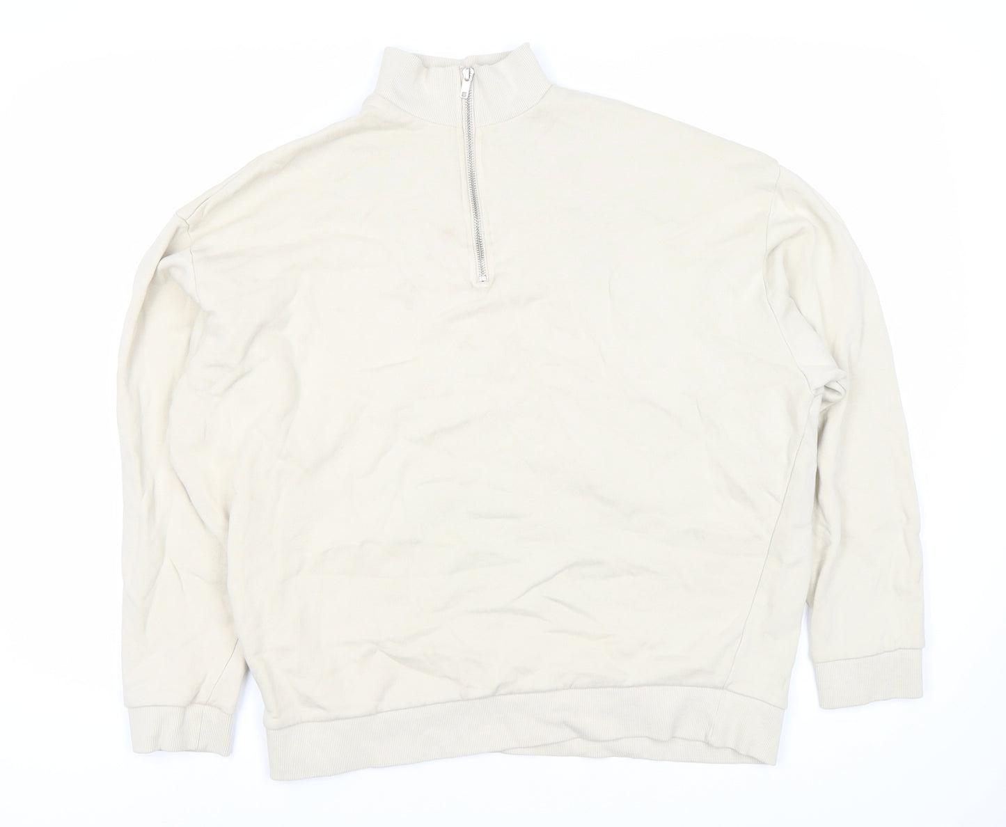 ASOS Men's Ivory Full Zip Sweatshirt M Mock Neck