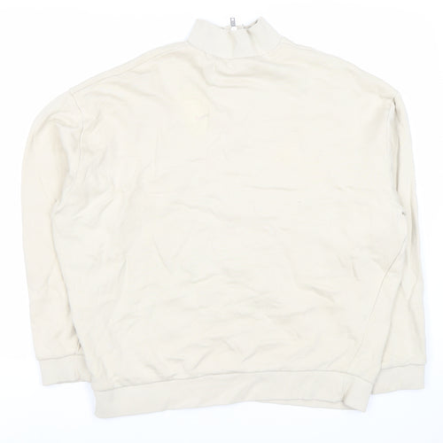 ASOS Men's Ivory Full Zip Sweatshirt M Mock Neck