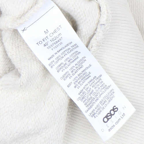 ASOS Men's Ivory Full Zip Sweatshirt M Mock Neck